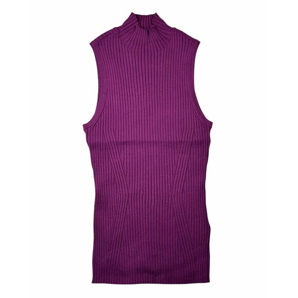 Madewell Ribbed Mock‑Neck Sweater Tank–XS Wine Minimalist Office Versatile NWT - Picture 6 of 9
